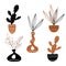 A set of clipart with pots of flowers and cacti. Vector.