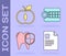 Set Clipboard with dental card, Apple, Dental protection and Dentures model icon. Vector