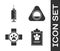 Set Clipboard with medical clinical record pet, Syringe with pet vaccine, Veterinary clinic symbol and Pet bed icon