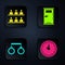 Set Clock, Jurors, Handcuffs and Prison cell door. Black square button. Vector