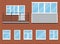 Set of closed plastic pvc windows and a balcony vector illustration