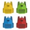 Set of closed school bags in different colour