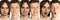 Set of closeup portraits of two young men with different emotions. Closeup. Positive and negative facial expressions