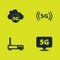 Set Cloud 5G network, Location, Router and wi-fi signal and icon. Vector