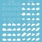 Set of Cloud Icons in trendy in 4 styles. Clouds in flat and carton and isometric, linear style. Cloud on isolated background.