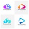 Set of Cloud Play logo design vector template, Icon play logo concepts