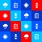 Set Cloud with rain, Clipboard document, Processor CPU and Smart watch heart beat rate icon. Vector