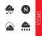 Set Cloud with rain, Hail cloud, and Compass north icon. Vector