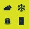 Set Cloud, Safe, Ship and Snowflake icon. Vector