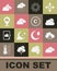 Set Cloud, Storm warning, Sun and cloud weather, Tornado, Location, with moon and Celsius icon. Vector