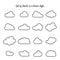 Set of clouds in a linear style. Cloud in line or outline. Vector