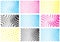 Set of cmyk color halftone backgrounds