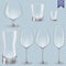Set of cocktail stemware and glasses for alcohol