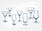 Set coctail glasses vector one line art drink isolated sketch