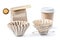 Set of coffee accessories papercup paper filter paperbag dripper