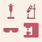 Set Coffee machine, Syringe, Test tube flask on fire and Smart glasses icon. Vector