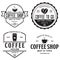 Set of Coffee shop logotype templates. Coffee related emblems labels badges signs. Coffee to go