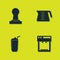 Set Coffee tamper, machine, Milkshake and pot icon. Vector