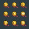 Set of coins and finance graph, currency collapse.