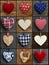 Set Collage Valentine\'s Love hearts on rustic backgrounds