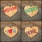 Set Collage Welcome Love Garden Home message wooden heart signs