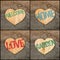 Set Collage Welcome Love Garden Home message wooden heart signs