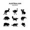 Set collection Australian animal black logo icon illustration design