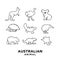 Set collection Australian animal black logo icon illustration design