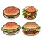 Set collection Burger hamburger cheeseburger