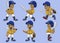 Set collection cartoon boy baseball player