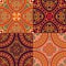Set collection of four colorful tribal ethnic seamless patterns.