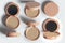 set collection group of beauty fashion makeup color professional powder cushion foudation cream compact with plastic round case co