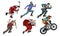 Set collection hockey man cyclist businessman runner hipster Santa Claus