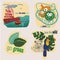 Set collection of modern doodle hipster stickers with many eco friendly people, slogans and signs. Badges design with wild animals