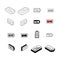 Set of Collection modern vector. Battery icon multi type of 3d i