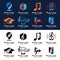 Set of  Collection of music logos and emblems. Design elements made in vector