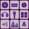 Set collection of nine purple music icons