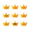 Set, collection, pack of crown emoji, vector cartoon style icons of golden crowns characters