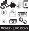 Set, collection or pack of Euro currency icon or logo .