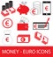 Set, collection or pack of Euro currency icon or logo .