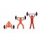 set collection pictogram colorful with men weightlifting