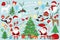 Set collection of Santa Claus, Christmas tree, bird, deer, snowman, glass snow ball, berry, bag, gift, decoration ball, hat,