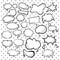 Set, collection of speech and think cartoon bubbles. Different empty doodle bubbles for texts. Variety forms. Vector