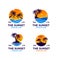 Set of collection Sunset beach logo design illustration