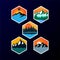 Set Collection Sunset Mountain Pine Forest Lake Creek River Adventure Camp Logo Design