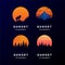 Set Collection Sunset Mountain Wolf Pine Forest Adventure Camp Logo Design