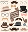 Set of collection vintage fashion elements. illus