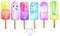 Set, collection with the watercolor citrus ice lolly, frozen juice