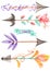 Set (collection) with watercolor romantic arrows