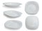 Set collection of white ceramics plate bowl isolated cut out, various position